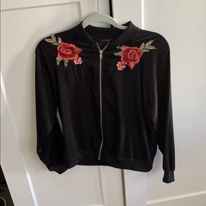 Nordstrom black satin bomber Jacket